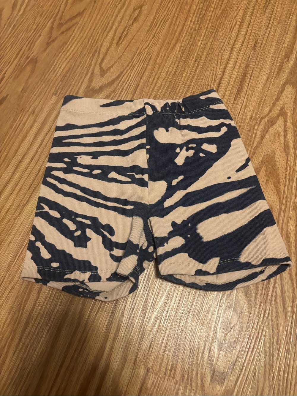 Neutral & Navy Zebra Print Knit Bike Shorts